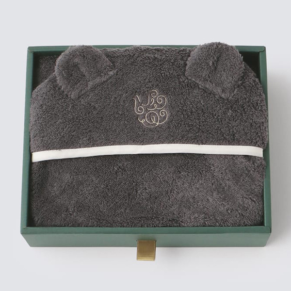 Foo Tokyo / オーガニックコットン 耳付きおくるみ（チャコール）