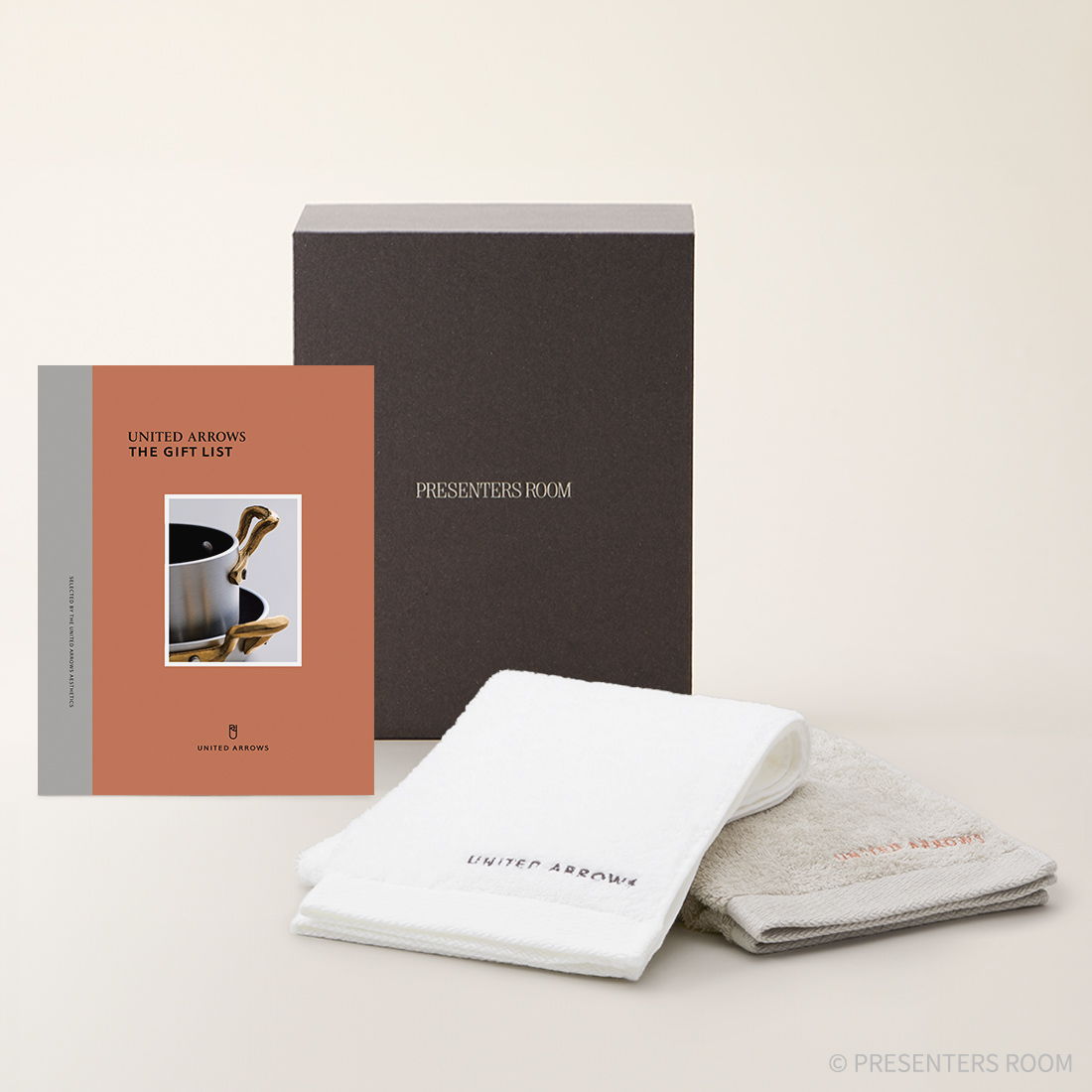 UNITED ARROWS THE GIFT LIST ＜GR＞＋フェイスタオル（ホワイト・ワームグレー）セット