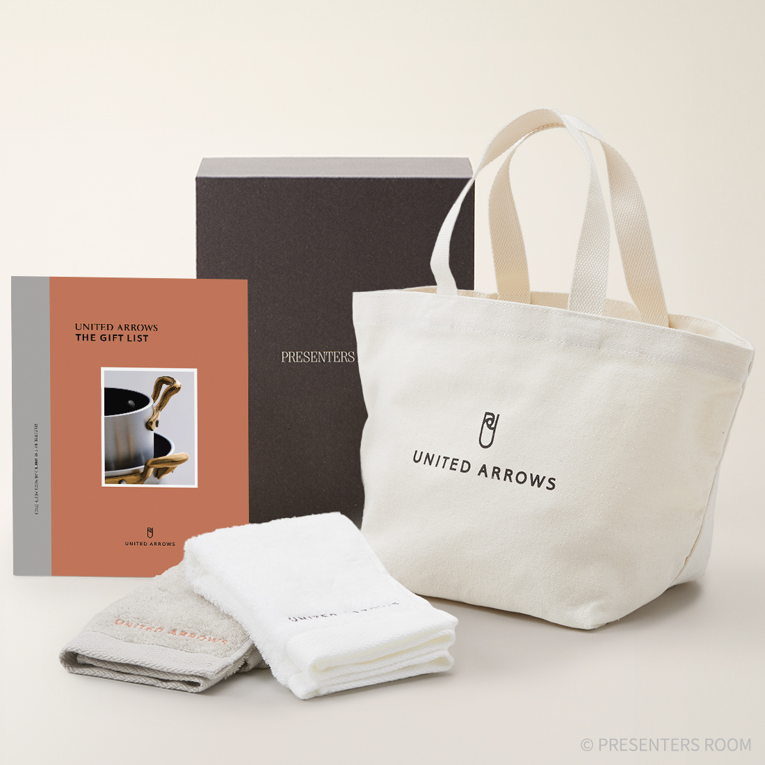 UNITED ARROWS THE GIFT LIST ＜GR＞＋トートバッグ・ゲストタオル（ホワイト・ワームグレー）セット