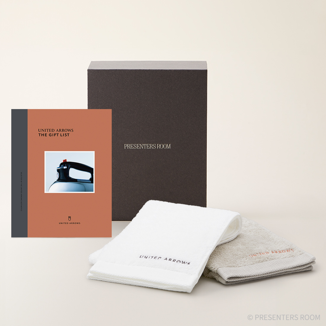 UNITED ARROWS THE GIFT LIST ＜CH＞＋フェイスタオル（ホワイト・ワームグレー）セット