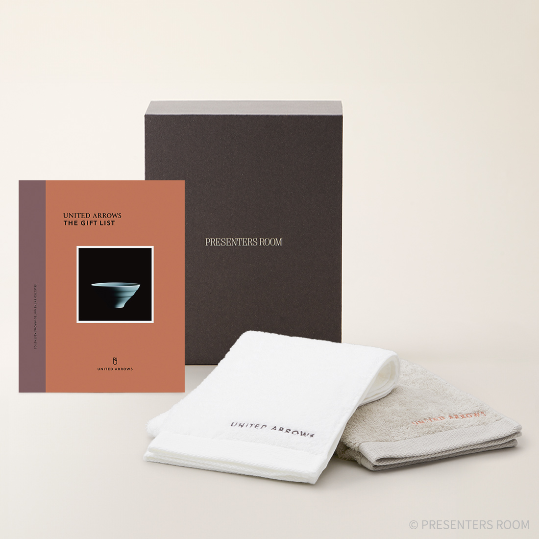 UNITED ARROWS THE GIFT LIST ＜BR＞＋フェイスタオル（ホワイト・ワームグレー）セット